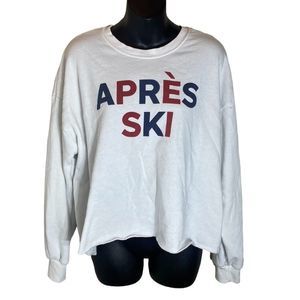 Grayson Threads White Crew Neck Sweater with Red and Blue Print